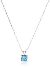 Load image into Gallery viewer, Sterling Silver Cushion-Cut Checkerboard Swiss Blue Topaz Pendant Necklace (6mm)