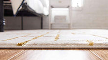 Load image into Gallery viewer, Unique Loom Marilyn Monroe Glam Collection Textured Geometric Trellis Area Rug, 8' 0 x 10' 0 Rectangle, White/Gold