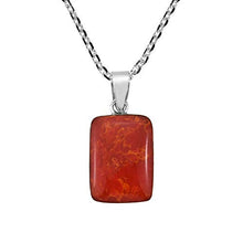 Load image into Gallery viewer, AeraVida Geo Sleek Rectangle Reconstructed Red Coral .925 Sterling Silver Jewelry Set (SS-0092-RED-8)