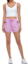 Load image into Gallery viewer, Oalka Women's Quick Dry Running Shorts Lined Athletic Workout Shorts with Pockets Pink Lilac XXL