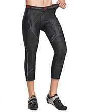 Load image into Gallery viewer, BALEAF Men's Bike Pants 4D Padded Cycling Tights 3/4 Capris Bicycle MTB Riding Leggings Pocket UPF50+, Grey Line L