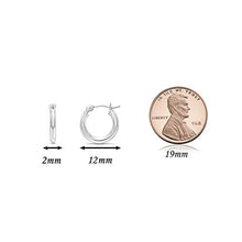 Load image into Gallery viewer, 14k White Gold Small Round Hoop Earrings, 12mm (0.48 inch Diameter)