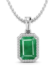 Load image into Gallery viewer, LMDPRAJAPATIS original 10X15MM Zambian Emerald Panna Jwelery Pendant for 925 Sterling Silver with Stemp Gifted Pendant