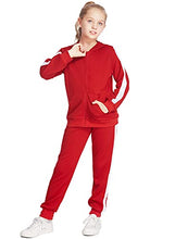 Load image into Gallery viewer, Boyoo Girls 2PCS Tracksuit Athletic Sweatsuits Sets Zip-up Hooded Sweatshirt and Jogger sweatpant Outfits for 5-13 Years