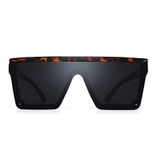 Load image into Gallery viewer, JIM HALO Flat Top Shield Sunglasses Square Mirror Rimless Glasses for Women Men (Tortoise Frame/Grey Lens)