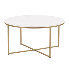 Load image into Gallery viewer, Walker Edison Furniture Company Modern Round Coffee Accent Table Living Room, Marble/Gold