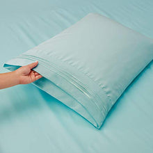 Load image into Gallery viewer, Clara Clark Bed Sheets, Premier 1800 Series 4 Piece Bed Sheet Set, Deep Pocket, Wrinkle, Fade, Stain Resistant, Luxury Soft Bedding Sheets & Pillowcases, Queen, Light Blue Aqua