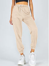 Load image into Gallery viewer, AUTOMET Women's Cinch Bottom Sweatpants High Waisted Athletic Joggers Lounge Pants with Pockets Lake Blue