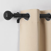Load image into Gallery viewer, NICETOWN Matte Black Curtain Rod Set Standard 1 1/8 Diameter with Decorative Petal Caps Adjustable for Sliding Glass Door/Living Room Windows 72-144" Length, Sold by Single