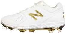 Load image into Gallery viewer, New Balance Women's Fresh Foam Velo V1 TPU Molded Softball Shoe, White/Gold, 7 M US