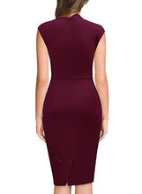 Load image into Gallery viewer, Miusol Women's Business Slim Style Ruffle Work Pencil Dress(Small,B-Wine)