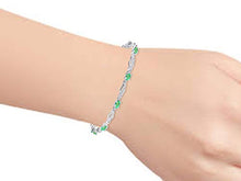 Load image into Gallery viewer, RYLOS Spectacular Tennis Bracelet Set With Green Emerald & Diamonds - May Birthstone