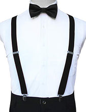 Load image into Gallery viewer, RBOCOTT Burgundy Suspender and Silk Bow Tie Sets for Men (Burgundy)