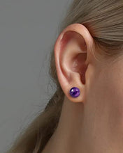 Load image into Gallery viewer, Jewever Genuine Amethyst Crystal Stud Earrings for Women 925 Sterling Silver Round 8mm Gift Jewelry
