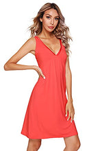 Load image into Gallery viewer, WiWi Women's Soft Bamboo Nightgowns Sleep Shirt Sleeveless Nightgown V Neck Sexy Chemise Sleep Dress S-4X, Peach, 4X