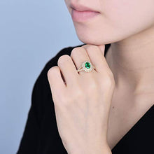 Load image into Gallery viewer, Beyond jewelry Genuine Emerald Diamond Ring 14K Yellow Gold Statement Rings for Women