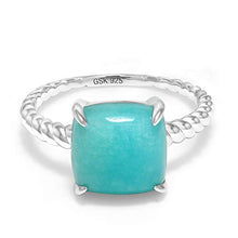 Load image into Gallery viewer, Gem Stone King 925 Sterling Silver Square Cabochon Sleeping Beauty Green Turquoise Women's Ring (Size 7)