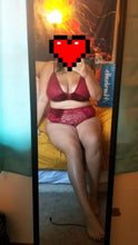 Load image into Gallery viewer, Women’s Crushed Velvet Lingerie Set, Cute Mesh Lace up Halter Bralette & High Waist Panty(Wine,2XL,325a)