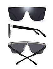 Load image into Gallery viewer, JIM HALO Rimless Shield Sunglasses One Piece Flat Top Mirror Glasses Women Men (Silver Frame/Grey Lens)
