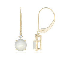 Load image into Gallery viewer, June Birthstone - Solitaire Moonstone Dangle Earrings in 14K Yellow Gold (7mm Moonstone)