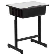 Load image into Gallery viewer, Flash Furniture Student Desk with Grey Top and Adjustable Height Black Pedestal Frame