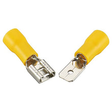 Load image into Gallery viewer, Baomain Male & Female Quick disconnects Vinyl Insulated Spade Wire Connector Electrical Crimp Terminal 12-10 AWG 6.3mm Yellow 100 Pack