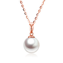 Load image into Gallery viewer, Solid 14k Rose Gold Pearl Necklace for Women Real Gold Jewelry Gifts for Wife Mom Grilfriend, Mothers Day Present for Her, 18" (Rose Gold)