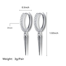 Load image into Gallery viewer, Geometric Tapered Diamond Stud Earrings Hoop Earrings For Women - Pair - Gold, White