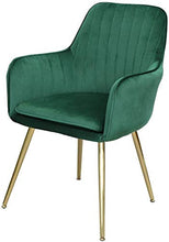 Load image into Gallery viewer, Lansen Furniture Modern Living Dining Room Accent Arm Chairs Club Guest with Gold Metal Legs (2, Green)