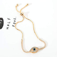 Load image into Gallery viewer, Mother's Day Cubic Zirconia Adjustable Tennis Chain Brass Evil Eye Bracelets for Women Girls (Gold)