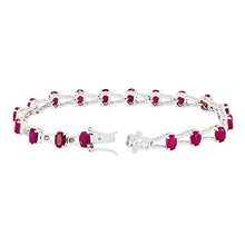 Load image into Gallery viewer, 925 Sterling Silver Ruby Tennis Bracelet Oval Shape Gemstone Bracelet For Women Mom Wife Her