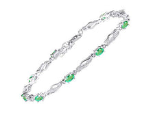 Load image into Gallery viewer, RYLOS Spectacular Tennis Bracelet Set With Green Emerald & Diamonds - May Birthstone