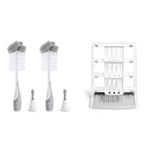 Load image into Gallery viewer, Munchkin Tidy Dry Baby Bottle Drying Rack and 2pk Sponge Bottle Brush, Grey