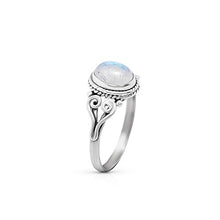 Load image into Gallery viewer, Koral Jewelry Moonstone Small Ethnic Ring 925 Sterling Silver Tribal Gipsy Boho US Size 6 7 8 (6)