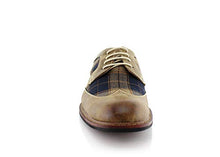 Load image into Gallery viewer, Ferro Aldo Phillip MFA19312 Mens Classic Brogue Wingtip Perforated Oxford Derby Dress Shoes (5.5, Brown Plaid, 5.5)