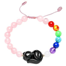 Load image into Gallery viewer, Jewever 7 Chakra Rose Quartz Beaded Bracelets for Women Black Obsidian Fox Healing Crystals and Gemstones Yoga Inspirational Jewelry Gifts
