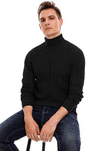 Load image into Gallery viewer, Sailwind Men's Twisted Knitted Turtleneck Sweater Casual Soft Pullover Sweaters for Men US Small Black