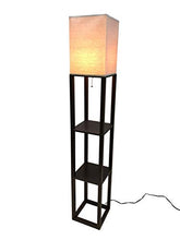 Load image into Gallery viewer, HomeFocus Shelf Floor Lamp with LED Bulb,Display Shelves Floor Lamp,Living Room Floor Lamp,Bedroom Floor Lamp,Natural Linen Shade,Walnut Brown