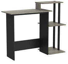 Load image into Gallery viewer, FURINNO Efficient Home Laptop Notebook Computer Desk, Square Side Shelves, French Oak Grey/Black