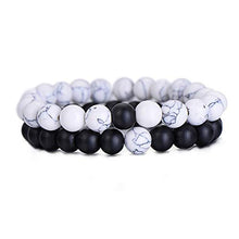 Load image into Gallery viewer, Bayetss Men Women Lava Bracelet Beads Bracelet Bangle Stretch Stone Beads Bracelets Friendship Couples Gifts,Black and White