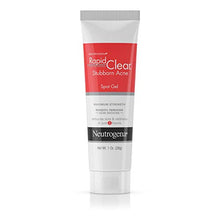 Load image into Gallery viewer, Neutrogena Rapid Clear Stubborn Acne Spot Treatment Gel with Maximum Strength Benzoyl Peroxide Acne Treatment Medicine, Pimple Cream for Acne Prone Skin with 10% Benzoyl Peroxide, 1 oz