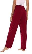 Load image into Gallery viewer, WiWi Bamboo Pajama Pants for Women Soft Sweatpants Casual Wide Leg Bottoms Drawstring Sleep Pant S-XXL, Wine Red, Medium