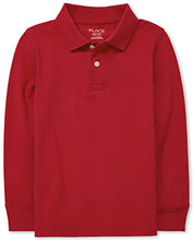 Load image into Gallery viewer, The Children's Place boys Uniform Long Sleeve Pique Polo Shirt, Classic Red Single, Large US