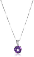 Load image into Gallery viewer, Amazon Essentials Sterling Silver Round Cut African Amethyst Birthstone Pendant Necklace (February), 18"