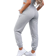 Load image into Gallery viewer, Sweatpants for Teen Girls,Women's High Waisted Sweatpants Joggers Fall Winter Workout Baggy Yoga Pants Cinch Bottom Trousers (Grey, S)