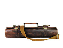 Load image into Gallery viewer, Personalized Leather Knife Roll Storage Bag | Elastic and Expandable 10 Pockets | Adjustable/Detachable Shoulder Strap | Travel-Friendly Chef Knife Case Roll By Aaron Leather Goods