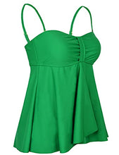 Load image into Gallery viewer, Hilor Women's Flyaway Tankini Top Bandeau Swimsuit Flowy Bathing Suit Swim Tops Green 18