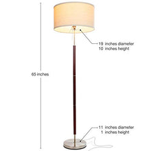 Load image into Gallery viewer, Brightech Carter - Floor Lamp for Mid Century Modern Living Rooms - Contemporary Office & Bedroom Standing Light - Tall Pole, Drum Shade Lamp with Walnut Wood Finish