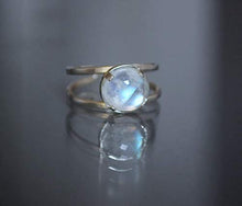 Load image into Gallery viewer, Natural Rainbow Moonstone Handmade Ring Adjustable (sizes 6-8) Sterling Silver 925