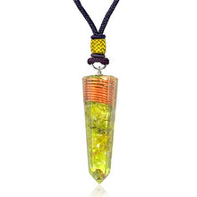 Load image into Gallery viewer, Orgonite Pendant Necklace - Peridot Crystal Orgone pendant with Orgone Energy-Emf Protection-Cho Ku Rei Reiki Charged-Negative Energy Transformer-Tested Cell Phone Radiation EMF Protection Device